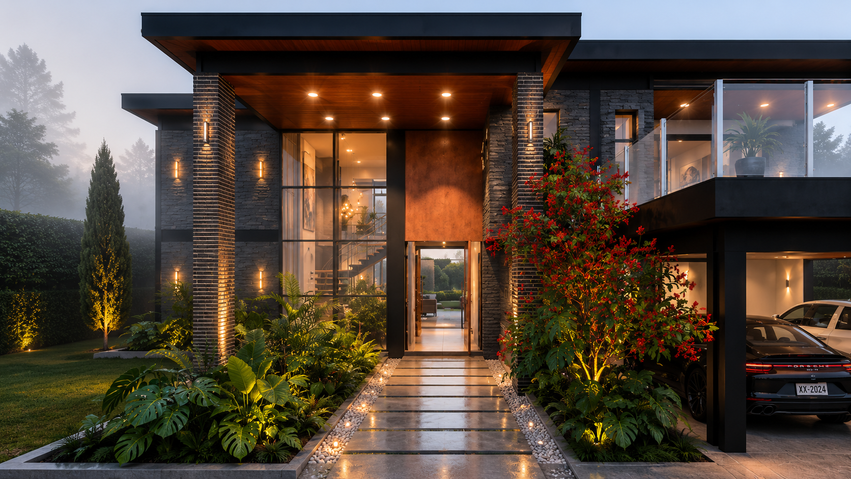 Render entrada de casa Proyecto Campo Real
