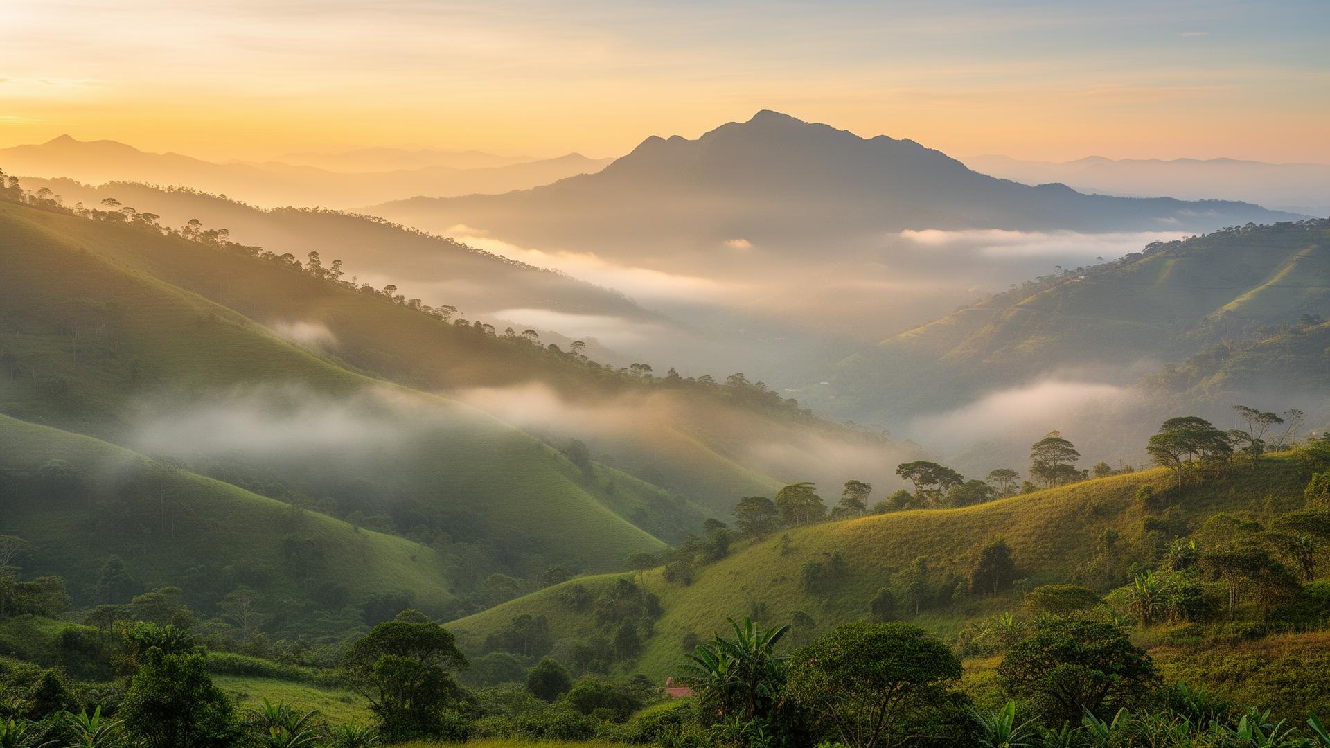 Montañas del oriente antioqueño con bruma de la mañana