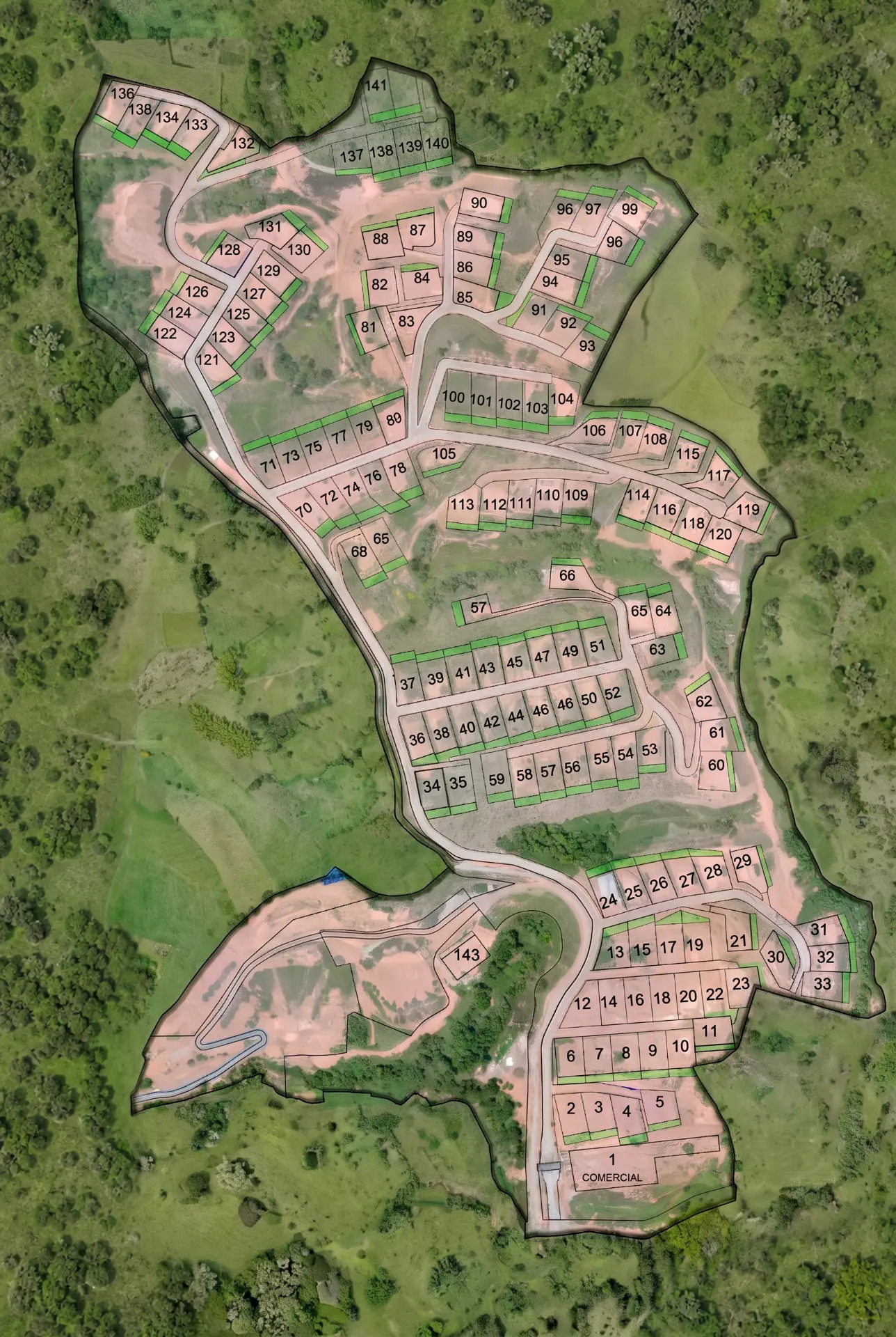 Plano actualizado de Campo Real con lotes disponibles y reservados